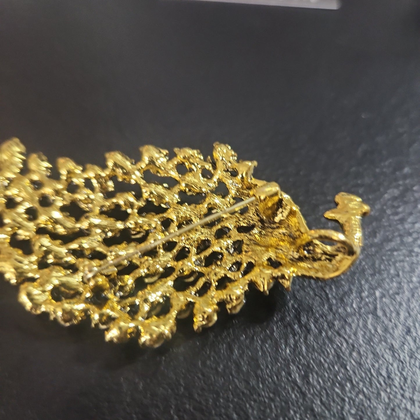 Green Peacock Brooch