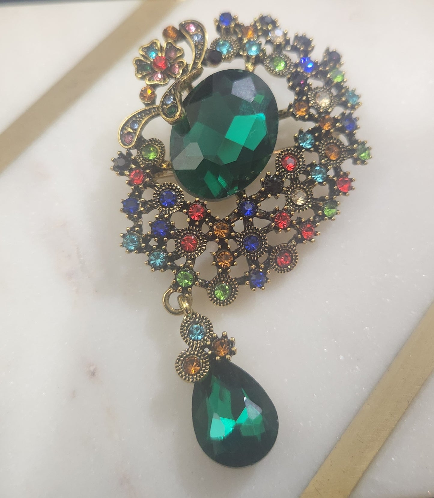 Green Gem Brooch