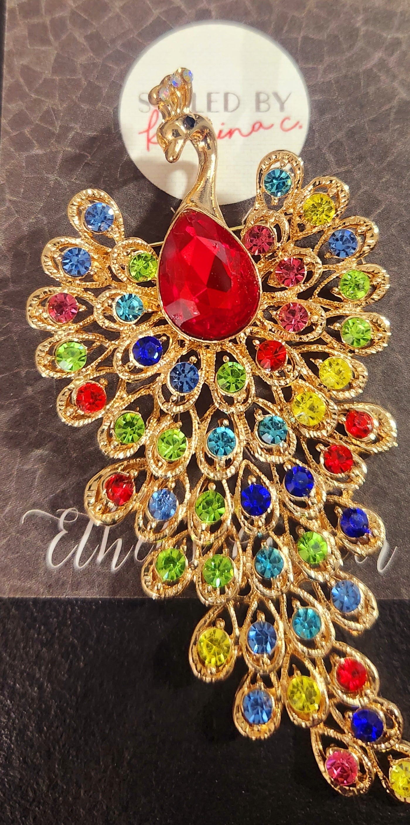 Colorful Peacock Brooch