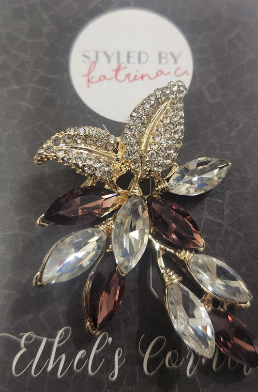 Crystal Flower Brooch