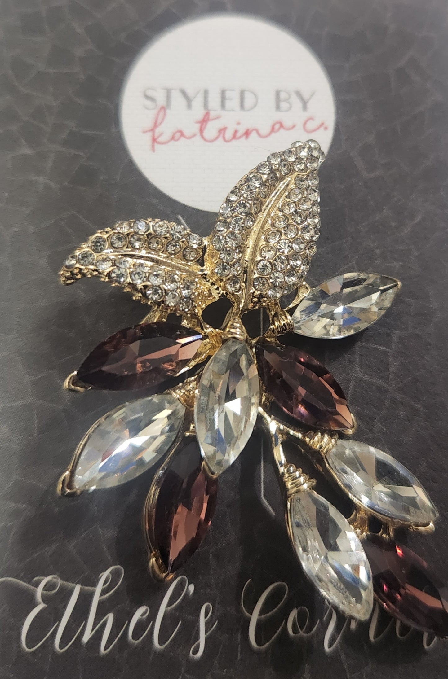 Crystal Flower Brooch