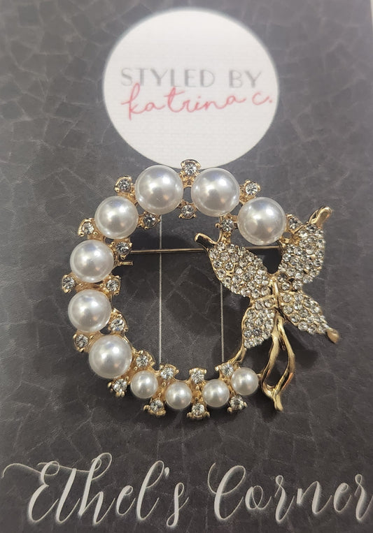 Butterfly Pearl Brooch