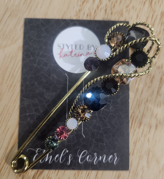 Fancy Safety Pin Brooch